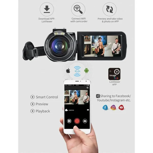 Video Camera Digital Camcorder Full HD Ordro Z20 1080P IR Night Vision YouTube Vlog Cameras for Blogger Shooting Home Use - Image 4