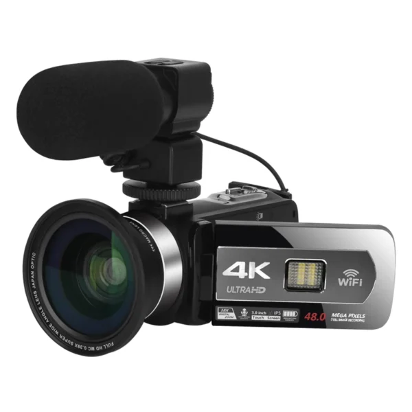 Wide Angle 4K Youtube Digital Video Cameras Slow Motion Loop Recording Microphone Camcorder Auto Focus Streaming Webcam Vlog Kit