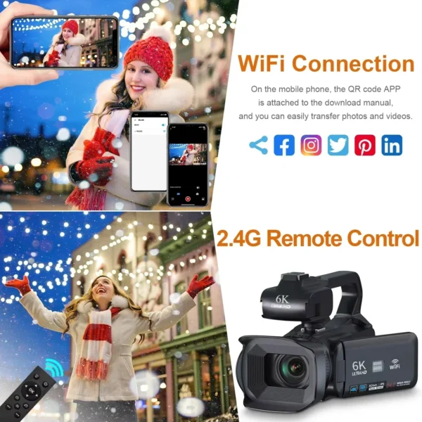 6K 60FPS Professional Camcorder for Photography 64MP WiFi Livestream Webcam Video Cameras 18X Digital Zoom YouTube Vlog Recorder - Image 5