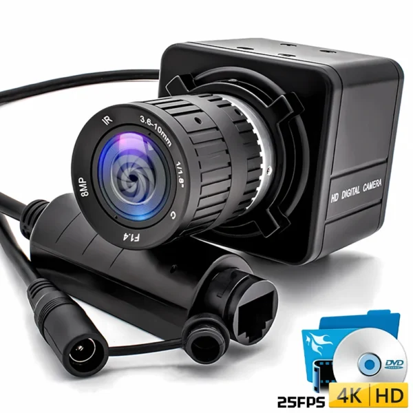 WGWK 4K IP Camera 8MP 25FPS CMOS IMX415 POE48V High Quality CS Mount 3.6-10mm 5-50mm Varifocal Zoom Lens CCTV Industrial Webcam