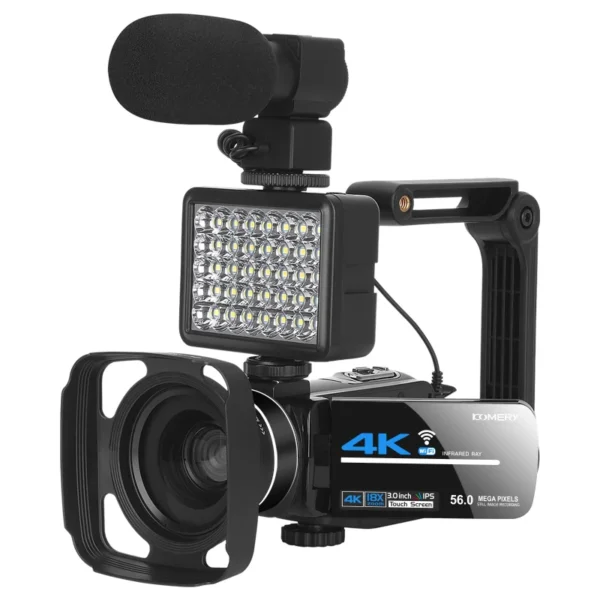4K Digital Video Camera 18X Digital Zoom 56MP 2 in1 Photo Travel Video Vlogging Camcorder 3"Rotatable Screen HD Camera DV Camera