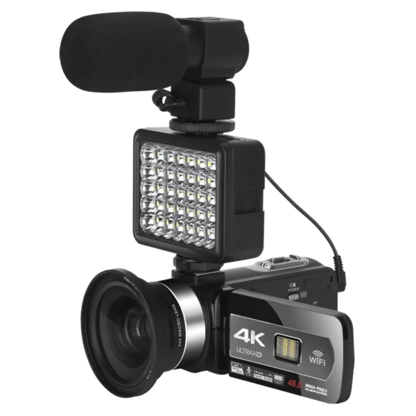 Wide Angle 4K Youtube Digital Video Cameras Slow Motion Loop Recording Microphone Camcorder Auto Focus Streaming Webcam Vlog Kit - Image 3