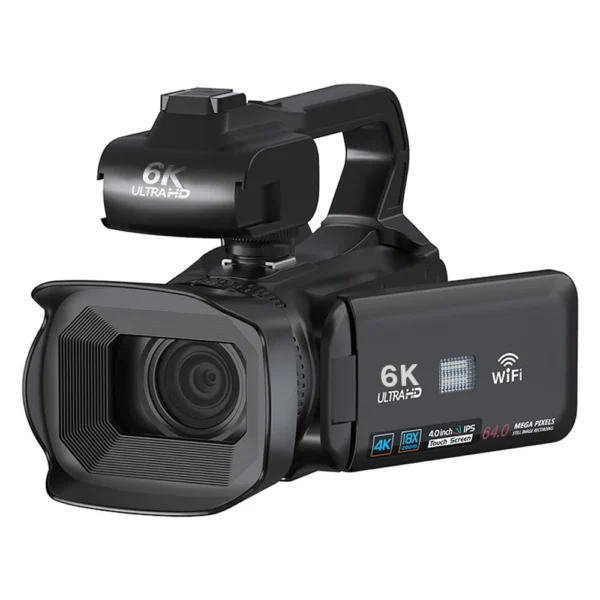 6K 60FPS Professional Camcorder for Photography 64MP WiFi Livestream Webcam Video Cameras 18X Digital Zoom YouTube Vlog Recorder